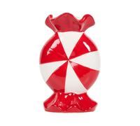 New Candy Cane Sweet Vase Red - Ceramic Christmas Candy-Shaped Vase with Classic Red and White Stripes, Festive Holiday Decoration for Flowers N -73