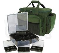 New Carp Fishing Insulated Carryall Green With 4 Box Tackle Box NGT