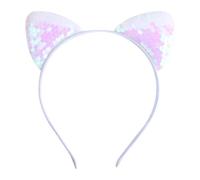 New Cartoon Sweet Headband Hair Bands Fashion Children Hair Hoop Fish Scale Sequin Cat Ear Jewelry Headbands for Girls(White)