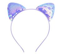 New Cartoon Sweet Headband Hair Bands Fashion Children Hair Hoop Fish Scale Sequin Cat Ear Jewelry Headbands for Girls(Light purple1)