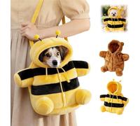 New Cat Puppy Plush Outing Backpack, Cute Bear Bee Design Pet Backdoor Bag with Safety Buckle & Breathable Mesh - Foldable Puppy Plush Backpack for Small Dog, Kitten Travel, C(Size:Small,Color:Yellow)