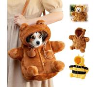 New Cat Puppy Plush Outing Backpack, Cute Bear Bee Design Pet Backdoor Bag with Safety Buckle & Breathable Mesh - Foldable Puppy Plush Backpack for Small Dog, Kitten Travel, (Size:Large,Color:Brown)