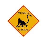 New Caution Road Funny Gag Jungle Chimp Animal Warning Signs Monkey Xing Crossing Tin Crossing Bad Luck Road Sign 12x12 Inch Suitable for Indoor and Outdoor Yard Sign