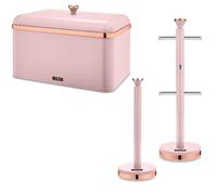 NEW Cavaletto Bread Bin, Mug Tree, Towel Pole Kitchen Set Pink & Rose Gold