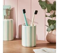 New Ceramic Coastal Stripe Design Green Toothbrush Holder Bathroom Toothbrush Cup Holder Organizer For Toothpaste,Brush,Razor Bathroom Decor -M54