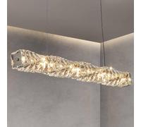 New Chandelier Commerical 39.4" Crystal Pendant Home Classic Style Hotel Lobby For Kitchen Island Chrome Silver Long Linear Clear Crystal 40W Dimmable Hanging Home Classic St