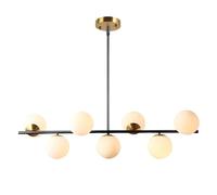 New Chandelier Commerical 7-Versatile style Hotel Lobby Modern Black s Mid-Century Pendant Versatile style Hotel Lobby With White Frosted Glass Globes E2
