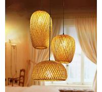 New Chandelier Commerical Handwoven Bamboo Pendant Versatile style Hotel Lobby For Kitchen Island Rustic Rattan Ceiling Hanging Lamp With 3 Versatile style Hotel L