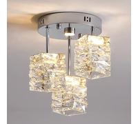 New Chandelier Commerical Modern Crystal Ceiling Home Hotel Lobby 3-Home Hotel Lobby Crystal Chrome Semi Flush Mount Ceiling Lamp With Stainless Steel B