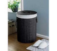 New Charcoal Round Bamboo Laundry Washing Cloth Storage Hamper Basket Caddy Bin