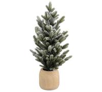New Charming Artificial Snowy Christmas Pine Tree in Wooden Pot 58cm Decoration Adds a Natural Winter Look To Your Home or Office Décor - A04