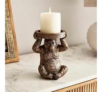 New Charming Hand-Painted Orangutan Candle Holder - Unique Resin Design for Pillar Candles, Perfect for Adding a Playful Jungle Vibe to Your Home Decor -M30