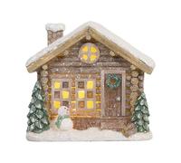 New Charming LED Christmas Brown Cabin Decoration, Realistic Wooden Design with Soft Glowing Lights for a Cosy Winter Wonderland, Perfect for Mantels, Windowsills & Festive Décor - N25