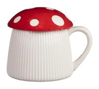New Charming Ribbed Mushroom Mug with Lid - Whimsical Autumn Home Décor & Drinkware, Perfect As a Gift for Coffee, Tea & Hot Chocolate Lovers -A22