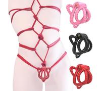 New Chastity Cage Sex Toy Sets Male Hemp Rope Chastity Device Cock Cage with 3 Sizes Removable Cock Rings & 10 Meter Rope SM Bondage Gear & Accessories Lightweight Adult Sex Toys (Black)