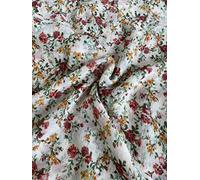 New Chiffon Sheer Fabric Plain Crepe Polyester Woven Dress Wedding Arch Material 60 inch 44''-112cm (White Multi Flower, 5 Meter)