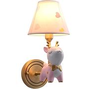 New Children's Room Wall Lights Copper Cloth Creative Cartoon Cute Wall Lamp American Simple Style Boy Girl Baby Deer Wall Sconces Wall Lamp/B/Pink