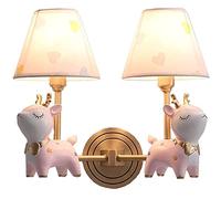 New Children's Room Wall Lights Copper Cloth Creative Cartoon Cute Wall Lamp American Simple Style Boy Girl Baby Deer Wall Sconces Wall Lamp/a/Pink