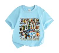 New Children's Short-Sleeved Tops, Italian Brain AI Animal Anime Cartoon Children's Short-Sleeved t-Shirt Half-Sleeve Summer Clothing,Blue,130cm