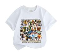 New Children's Short-Sleeved Tops, Italian Brain AI Animal Anime Cartoon Children's Short-Sleeved t-Shirt Half-Sleeve Summer Clothing,White,130cm