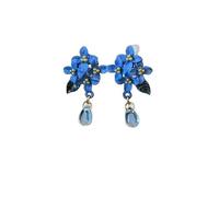 New Chinese Orchid Earrings | Elegant Blue Drop Ear Jewelry | Artistic Accessory for Qipao & Hanfu