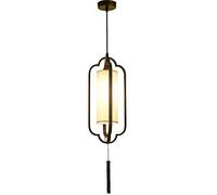 New Chinese Style Chandelier E27 Pendant Light Postmodern Study Living Room Bedroom Bedside Japanese-Style LED Light Restaurant Tea Room Hotel Ceiling Hanging Lamp Wrought Iron Fabric Lamp