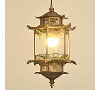 New Chinese Style Hexagonal Pavilion Hanging Lampt Metal Material Pendant Ligh Chinese Style Zen Palace Chandelier is Suitable for The Porch Tea Room