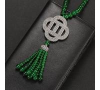 New Chinese style high-end sweater chain autumn and winter all-match high-end necklace jewelry accessories clothing pendant green Ruyi pendant