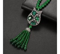 New Chinese style high-end sweater chain autumn and winter all-match high-end necklace jewelry accessories clothing pendant green Ruyi pendant