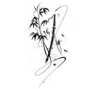 New Chinese Style Ink Bamboo Sword Tattoo Stickers Waterproof Long-lasting Arm Tattoo
