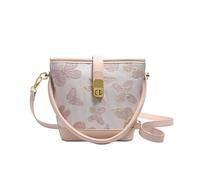 New Chinese style national style women's handbag summer silk jacquard bucket bag versatile shoulder messenger bag (Pink)