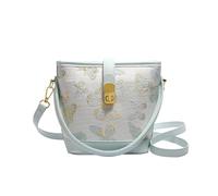 New Chinese style national style women's handbag summer silk jacquard bucket bag versatile shoulder messenger bag (Light blue)