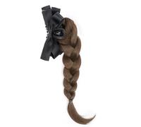 New Chinese Styles High Ponytail Bowknot Claw Clip Braided Hairpiece For Women With Natural Synthetic Fiber Daily Wear Realistic Synthetic Braid