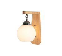 New Chinese White Glass Wall Light European Solid Wood Wall Sconce Modern Indoor Illumination Wall Lamp Fot Bedroom Living Room Foyer Loft Porch Wall Lantern E27 Perfect Deco