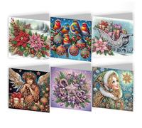 New Christmas Cards Greeting Cards 5D Embroidery Mosaic Gift Christmas Set Holiday 6-Pack craft, resin Happy card card colorful sparkle 6-Pack 6Pcs christmas vintage dotz 3D making 5d envelop