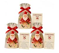 New Christmas Hug Cards, Little Christmas Hug (with Heartwarming Card and Organza Bag), Cute Santa Claus Ornaments with Encouragement Card,for Family Kids Neighbors (3pcs)