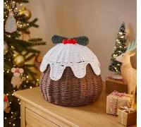 New Christmas Pudding Lidded Basket, Handmade With Care, Keeps Your Christmassy Knick-Knacks Neatly Hidden, Tuck Away your Festive Treasures, Perfect for Storing All Your Christmas Items.