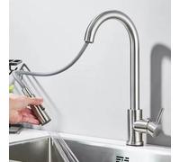 New Chrome Kitchen Faucet, Deck Mount Pull-Out Spout Kitchen Sink Mixer Faucet