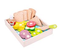 New Classic Toys 10591 Wooden Pretend Play Kids Lunch Picnic Box Cooking Simulation Educational Perception Toy for Preschool Age Toddlers Boys Girls, Multi Color