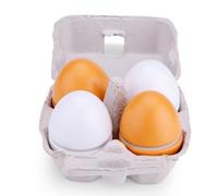 New Classic Toys 10600 Cat Pretend Play Kids Four Cuttable Wooden Cooking Simulation Educational Color Perception Toy for Preschool Age Toddlers Boys Girls, 4 Eggs, Wood