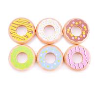 New Classic Toys 10629 Wooden Pretend Play Kids Donuts Set Cooking Simulation Educational Color Perception Toy for Preschool Age Toddlers Boys Girls