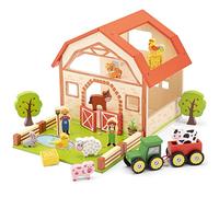 Eitech New Classic Toys 10850 Wooden Farm House Playset Educational Perception Toy for Preschool Age Toddlers Boys Girls, multicolor