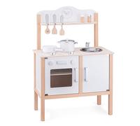 New Classic Toys 11050 Wooden Pretend Toy Kitchen for Kids Role Play Included Accessoires, Natural/White