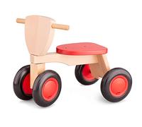 New Classic Toys 11420 Baby Wooden 1 2 Ride On Trike Toy, Toddlers First Tricycle for One Year Old, Children Scooter for Age 12 Months with 3 Wheels Red Color, trike - red