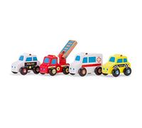 New Classic Toys 11930 4 Wooden Vehicles Set for Toddlers First Cars for One Year Old, Children for Age 18 Months, Multicolor, 4 Cars