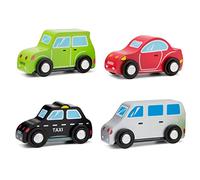 New Classic Toys 11934 4 Wooden Vehicles Set for Toddlers First Cars for One Year Old, Children for Age 18 Months, Multi Color, 4 Sportcars