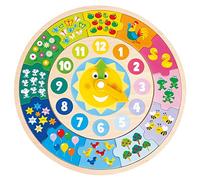 New Classic Toys 18253 Round Puzzle Clock FSC, Multi-Coloured