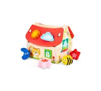 New Classic Toys 2042935 Wooden Shape Sorter House Educational Perception Toy for Preschool Age Toddlers Boys Girls, Multi Color, Sorting, 10563