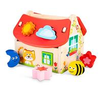 New Classic Toys 2042935 Wooden Shape Sorter House Educational Perception Toy for Preschool Age Toddlers Boys Girls, Multi Color, Sorting, 10563