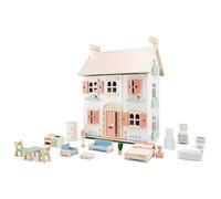 New Classic Toys - Doll House Including Furniture - Wooden Dollhouse with 20 Pieces of Furniture - Fully Furnished Interior, Removable Roof, and Detailed Decor - Perfect for Imaginative Play